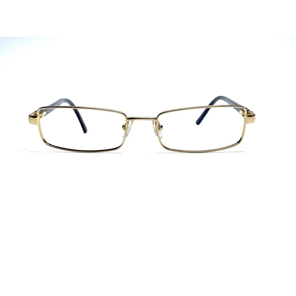 New Prada Gold Brown Rectangular Eyeglasses Italy VPR64G 5AK-1O1 51 17 135